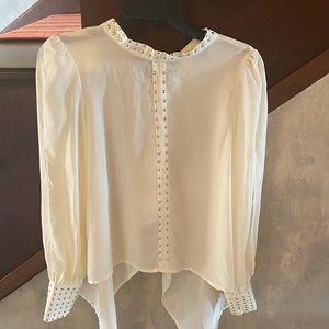 Studded see through long sleeve with open arms